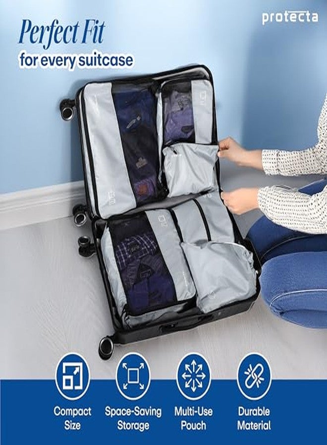 Protecta Pack of 6 Waterproof Packing Cubes for Travel Organizer Bag Set for Clothes, Luggage Organiser, Suitcase Organizer, Lightweight Compression Packing Cubes with Durable Zippers - Image 3